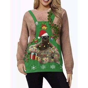 Festive Green Sloth Sweater